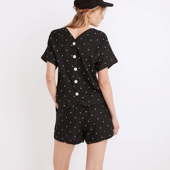 Madewell Lightspun Renwood Button-Back Top in Square Spot - Picture 3 of 7